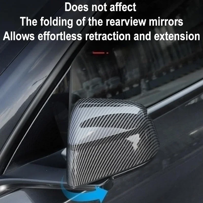 Für Tesla Model Y Juniper 25-26 Model 3/Y Rückspiegelabdeckung ABS Carbonfaser Dekorative Schale Auto-Rückspiegelabdeckung Autoteile – Detail 2