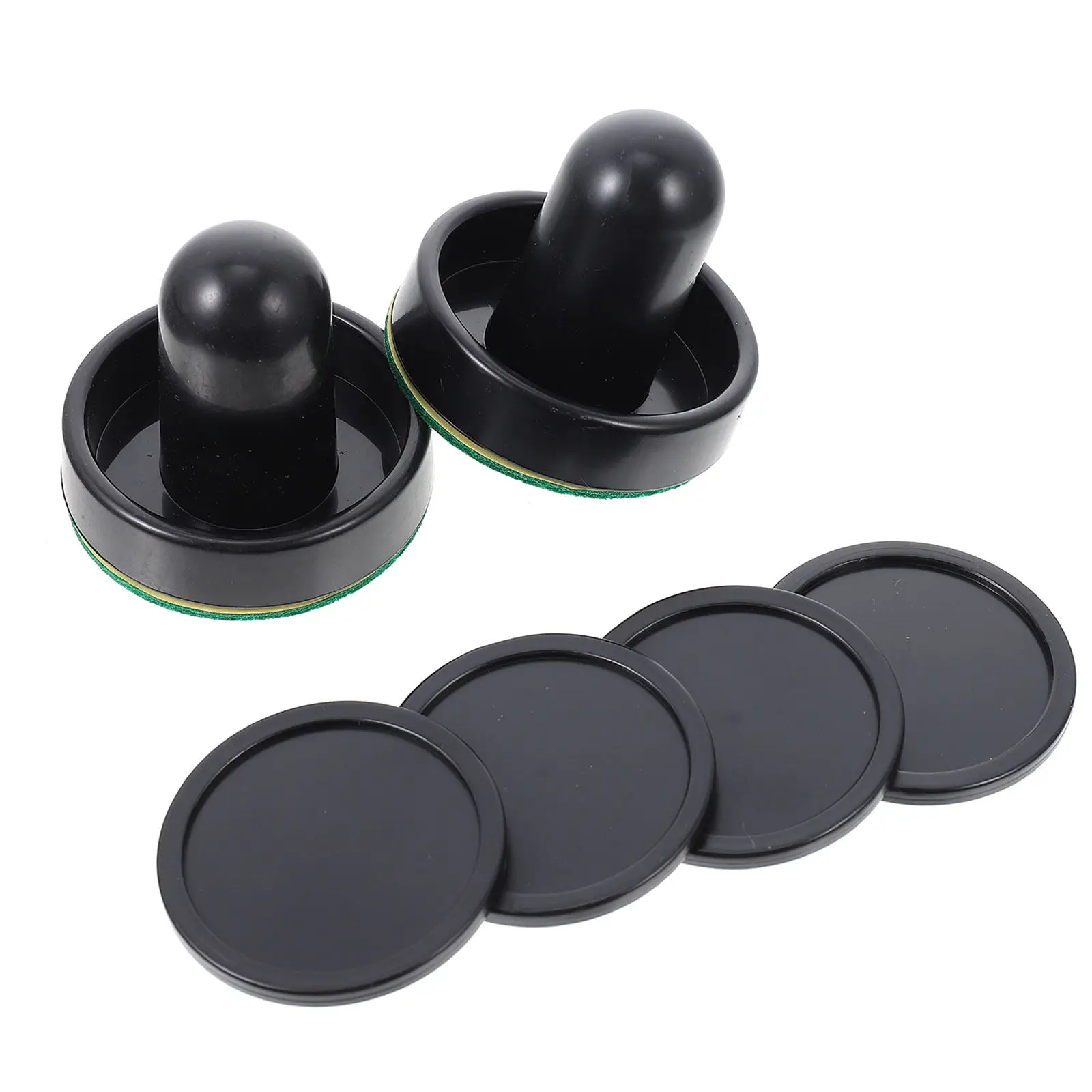 2Sets Air Hockey Table Supply Mini Game Replacement Plastic Pucks Portable Hockey Pushers Wear-Resistant Handles Sports Fun