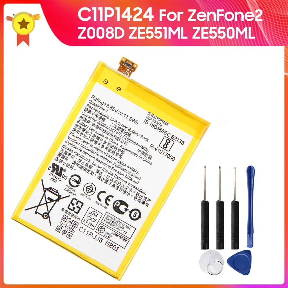 Phone Battery C11P1424 For ASUS ZenFone 2 ZE551ML Z008D Z00AD ZE550ML Z00ADB ZenFone2 5.5inch Replacement Battery 3000mAh