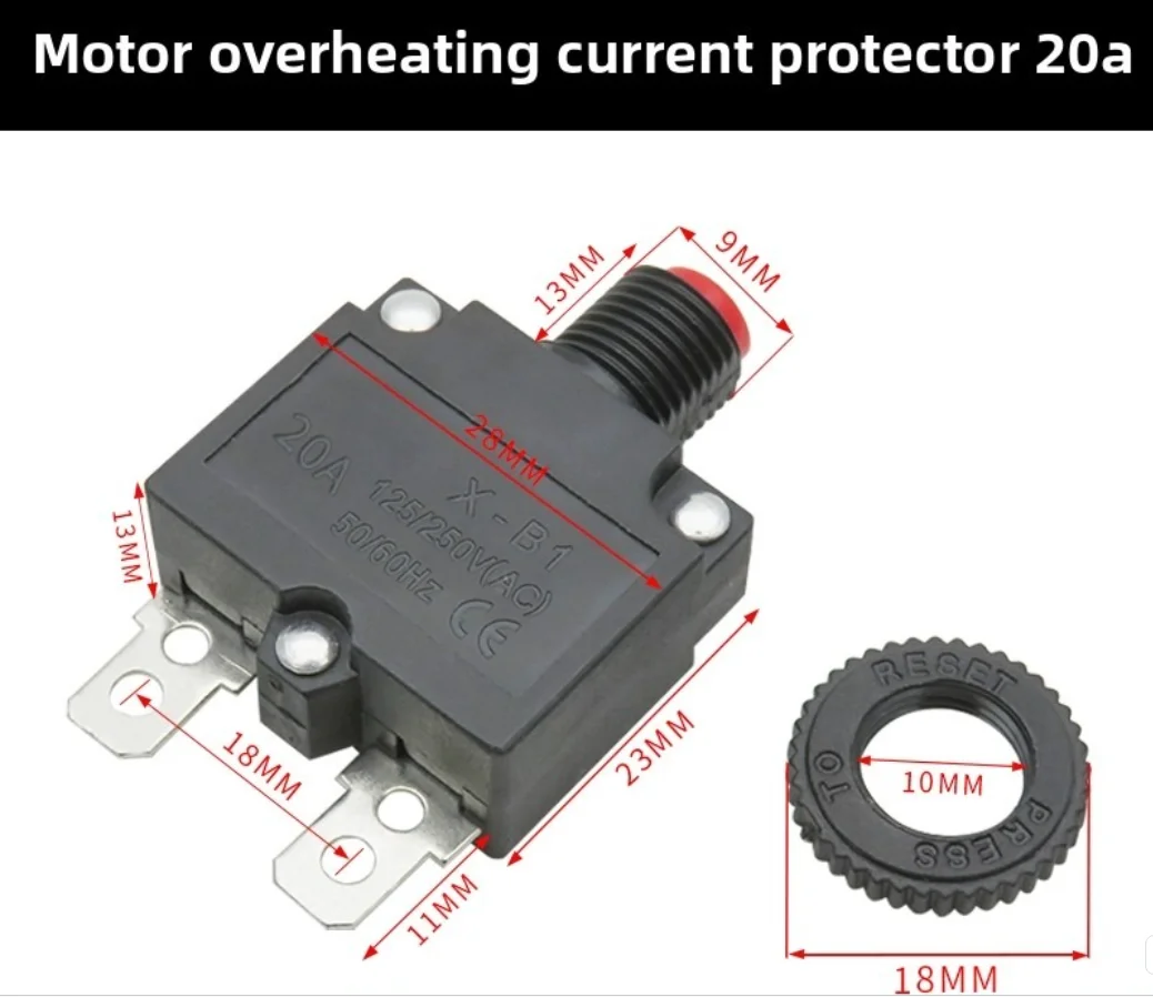 Air compressor accessories single-phase motor current thermal overload overcurrent external protector switch, reset insurance