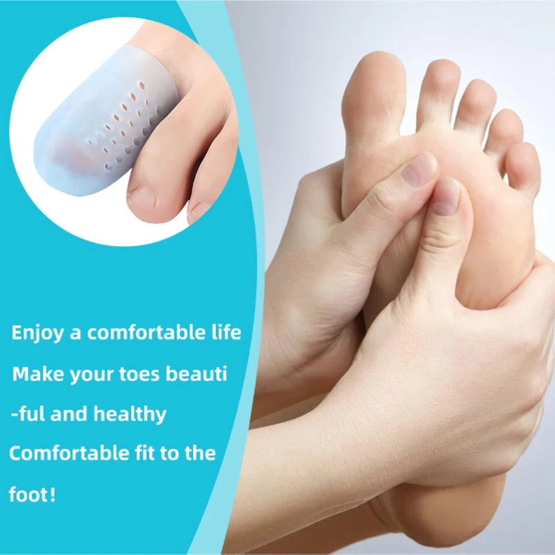 2pcs=1pair Finger Toe Protector Silicone Gel Cover Cap Pain Relief Preventing Blisters Corns Nail Tools Foot Care Toe Separators