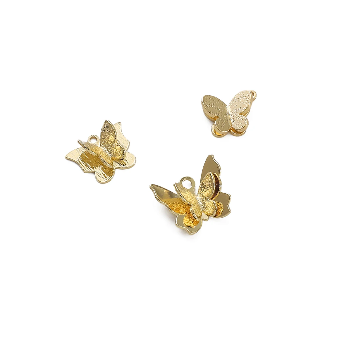 1Pc 14K Gold Fashion Double Layer Butterfly Pendant Retro Jewelry Parts for Making Necklace Bracelet Earring DIY Accessories