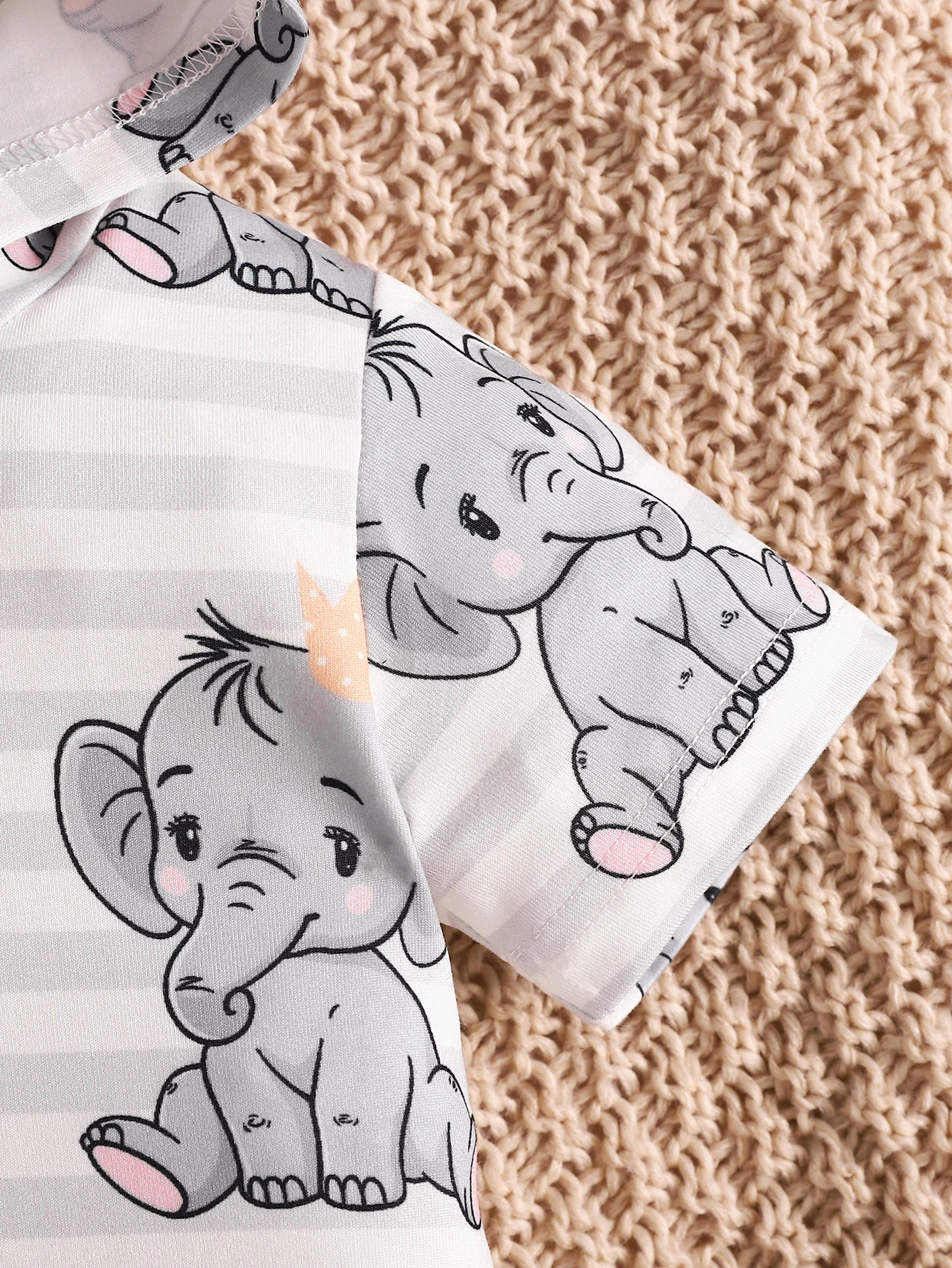 Baby Girls Casual Elephant Print Short Sleeve Hooded Romper Jumpsuit 2024 Summer Infant Newborn Cute Fashion Clothes