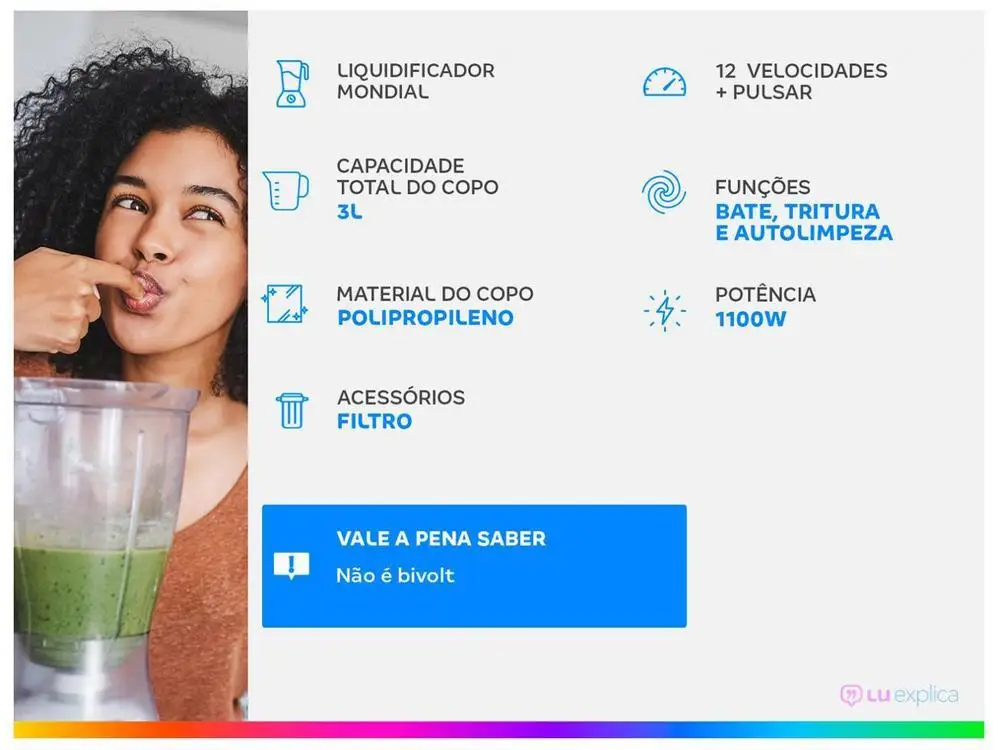 Liquidificador Mondial Turbo Inox L-1100 BI - 110V