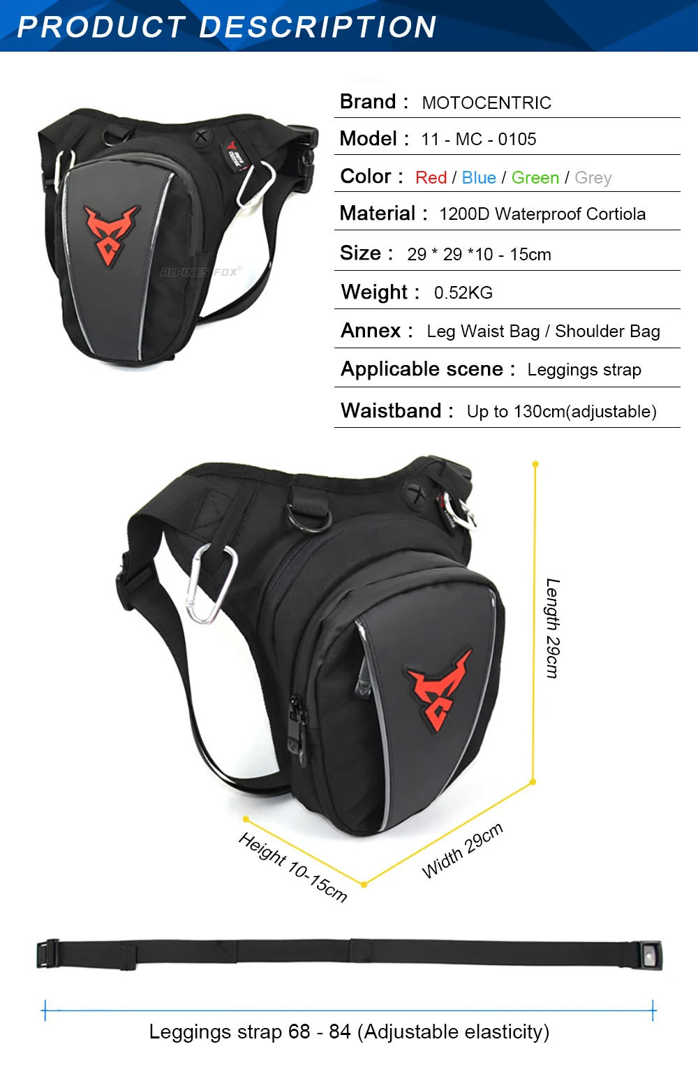 Moto zentrische wasserdichte Motorrad-Heck tasche Multifunktions-Rücksitz tasche Hochleistungs-Motorrad tasche Fahrer-Fallbein-Seiten tasche – Detail 19