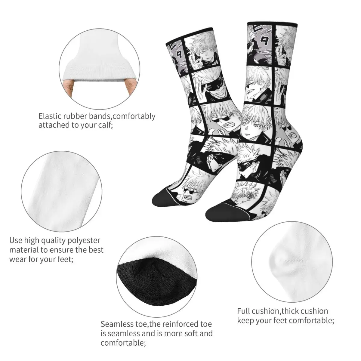 Gojo Satoru Panels Socks Socks Kawaii Stockings Winter Anti Skid Women Men Socks Breathable Graphic Running Sports Socks