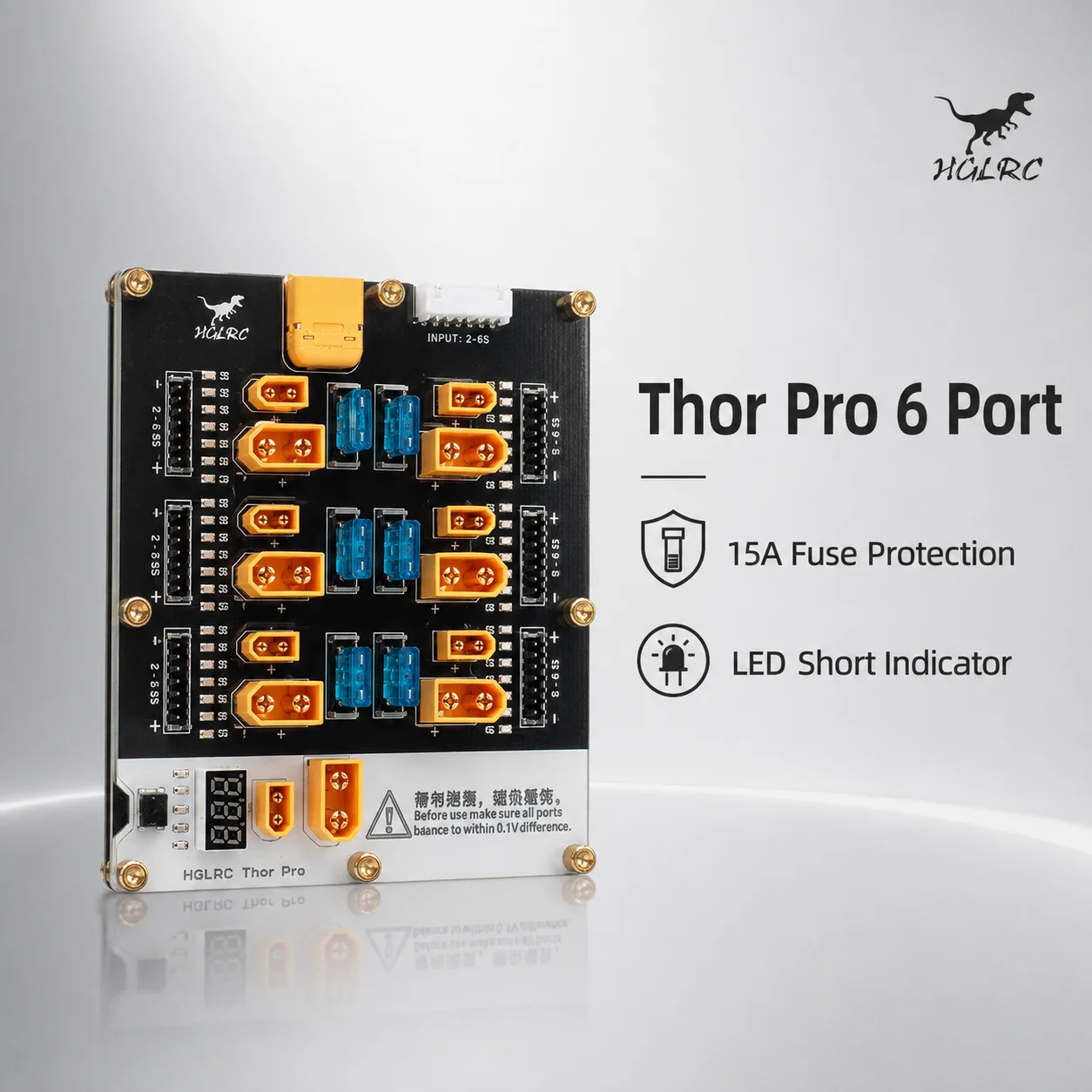 hglrc-thor-pro-6ポートlipo充電ボード-40a-xt30-xt60-2s-6s-パラレルバランス充電ボード-ディスチャージャー付き-hota-d6-pro-p6対応