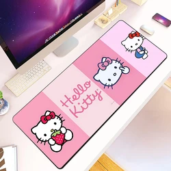 Cute pink anime Hello Kitty Mousepad HD Printing Computer Gamers Locking Edge Non-slip Mouse Pad XXL90x40cm Keyboard PC Desk Pad