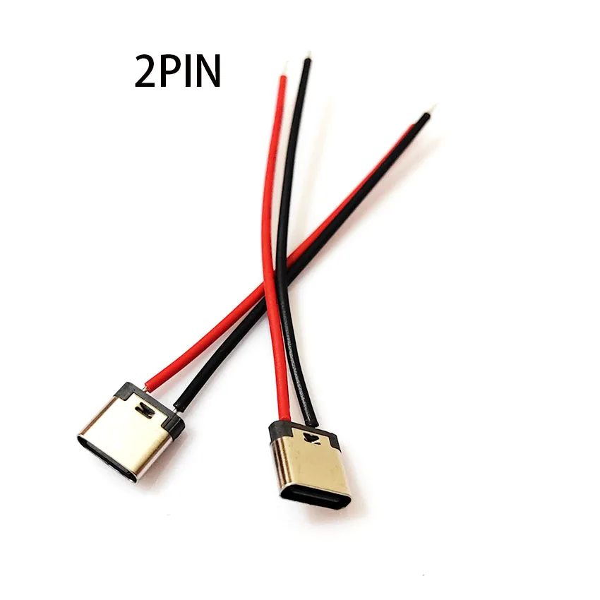 Type-C 2pin Soldered Female Base With Wire Typec Female 3A High Current Socket