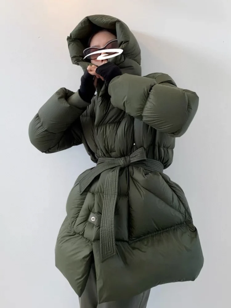 Cappotto caldo invernale piumino d'anatra addensato 90 piumino leggero con cappuccio in vita versione coreana del Parka Casual alla moda di strada