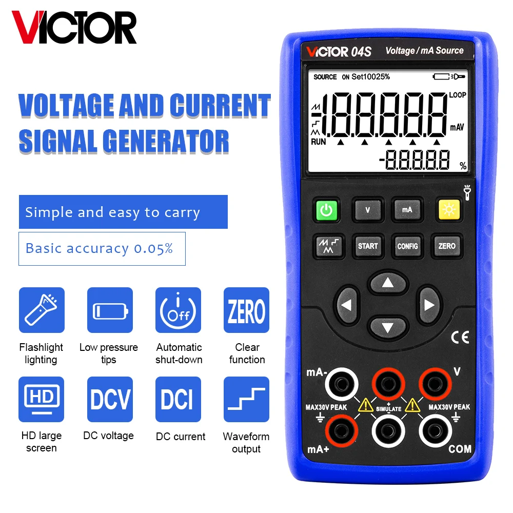 Victor 04S Spanning En Stroom Signaal Generator Backlight Analoge Zaklamp Output Industriële Elektrische Functie Simuleren Meter