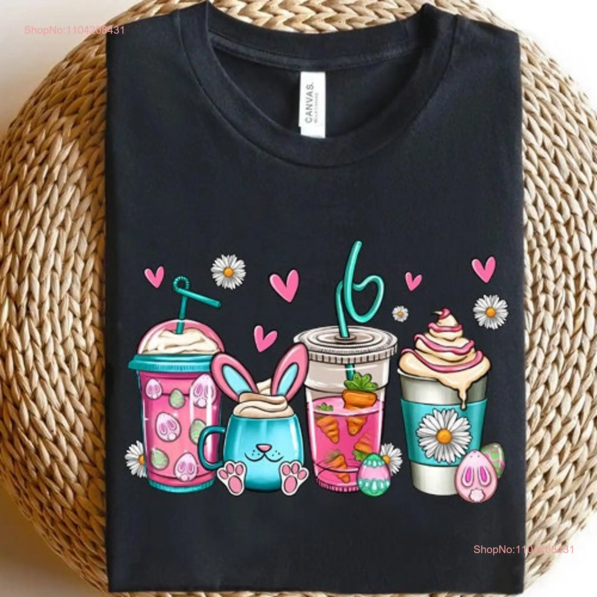 Easter coffee shirt sweaT T bunny Egg with Glasses Lover  long or short sleeves