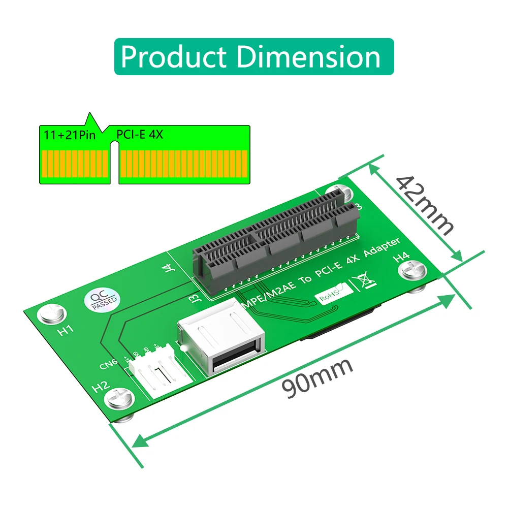 Przedłużacz Mini PCIE do PCI Express X4 Riser z portem USB2.0 Mały 4-pinowy zasilacz Magnetyczny kabel FPC do komputera stacjonarnego