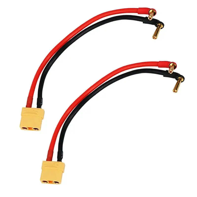 1/2Pcs 90° 4.0mm 18mm Gold Plated Connector to XT90 Female Plug Adapter Charge Lead Cable 12awg 10cm for Lipo Battery Charger