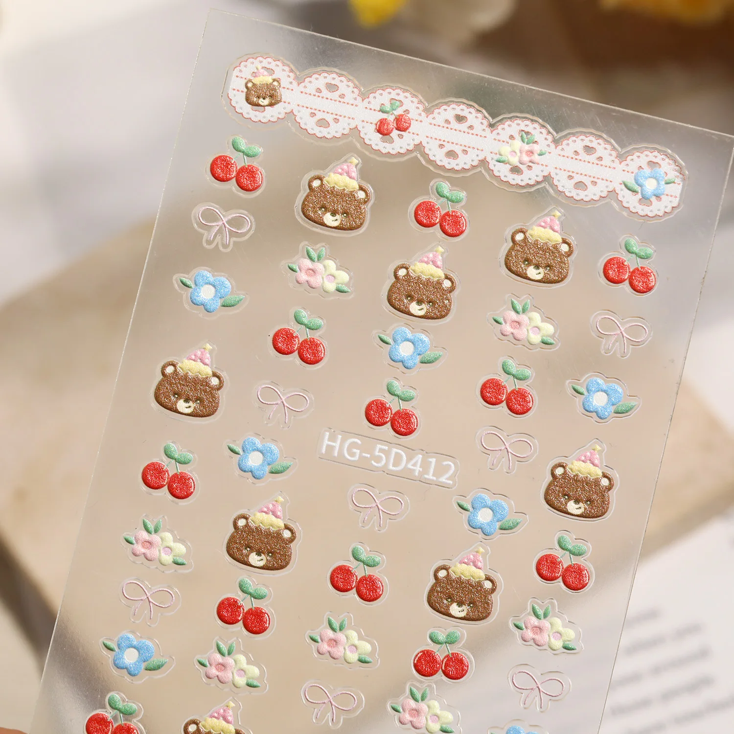 

Прекрасные 3D наклейки для дизайна ногтей с бурим медведем 5D-тисненые самоклеящиеся слайдеры для ногтей с кавайным медведем, принадлежности для декора ногтей «сделай сам»