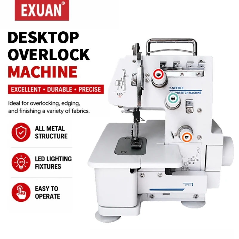 Flat Seaming Machine Household Desktop Electric Overlock Sewing Machine Small Electric Double Needle Thick Sewing Edging Machine