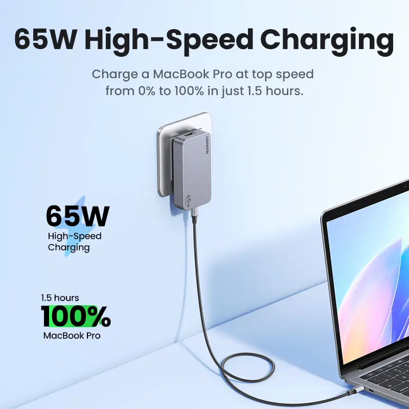 UGREEN 65W GaN Charger Quick Charge 4.0 3.0 USB C Charger For iPhone 17 16 15 Pro PD 3.0 Fast Charger For Macbook Laptop Tablet - 4