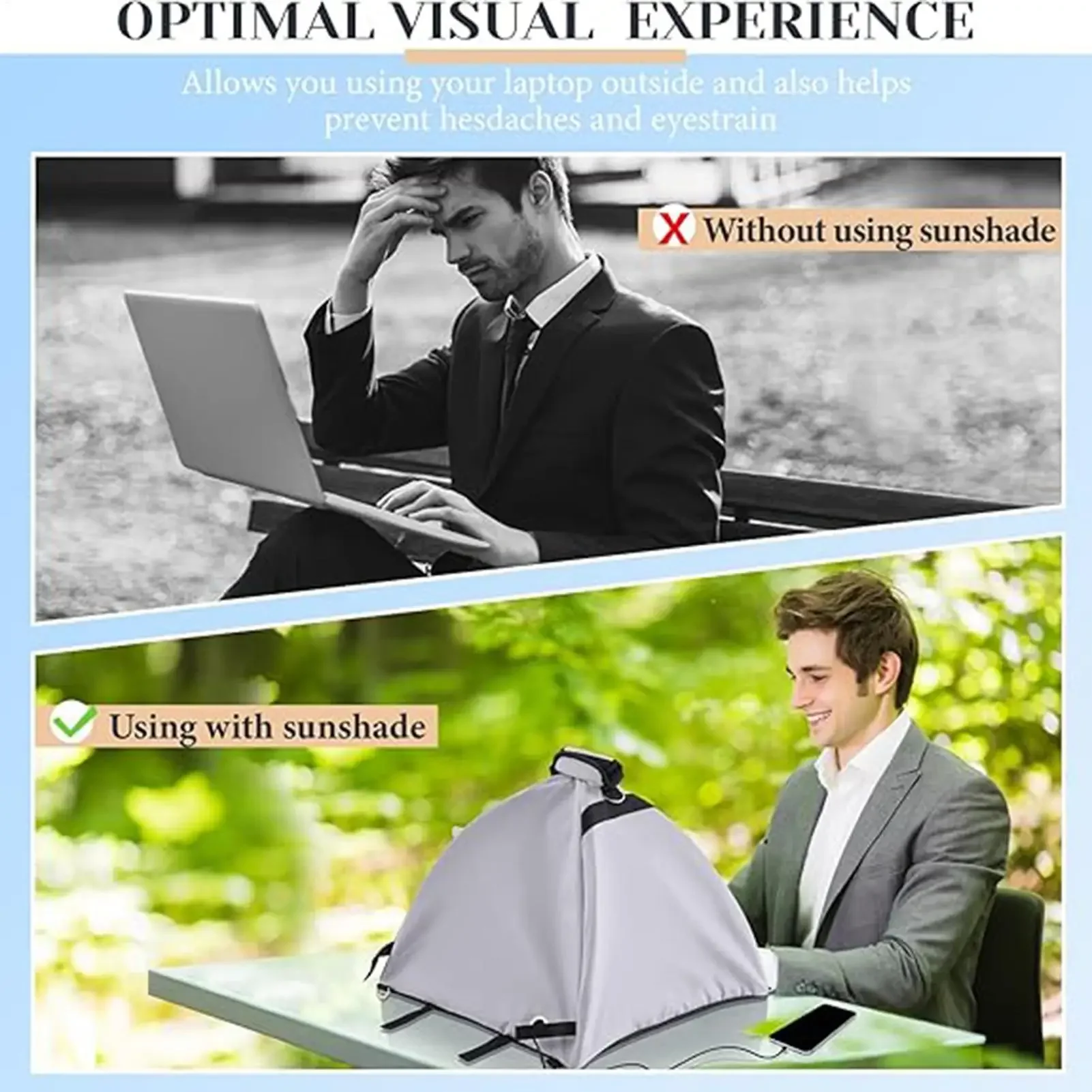 Laptop Sun Shade Waterproof Foldable Portable Heat UV Reflective Tent Laptop Sun Shade for Adults Travel Beach Patio Camping