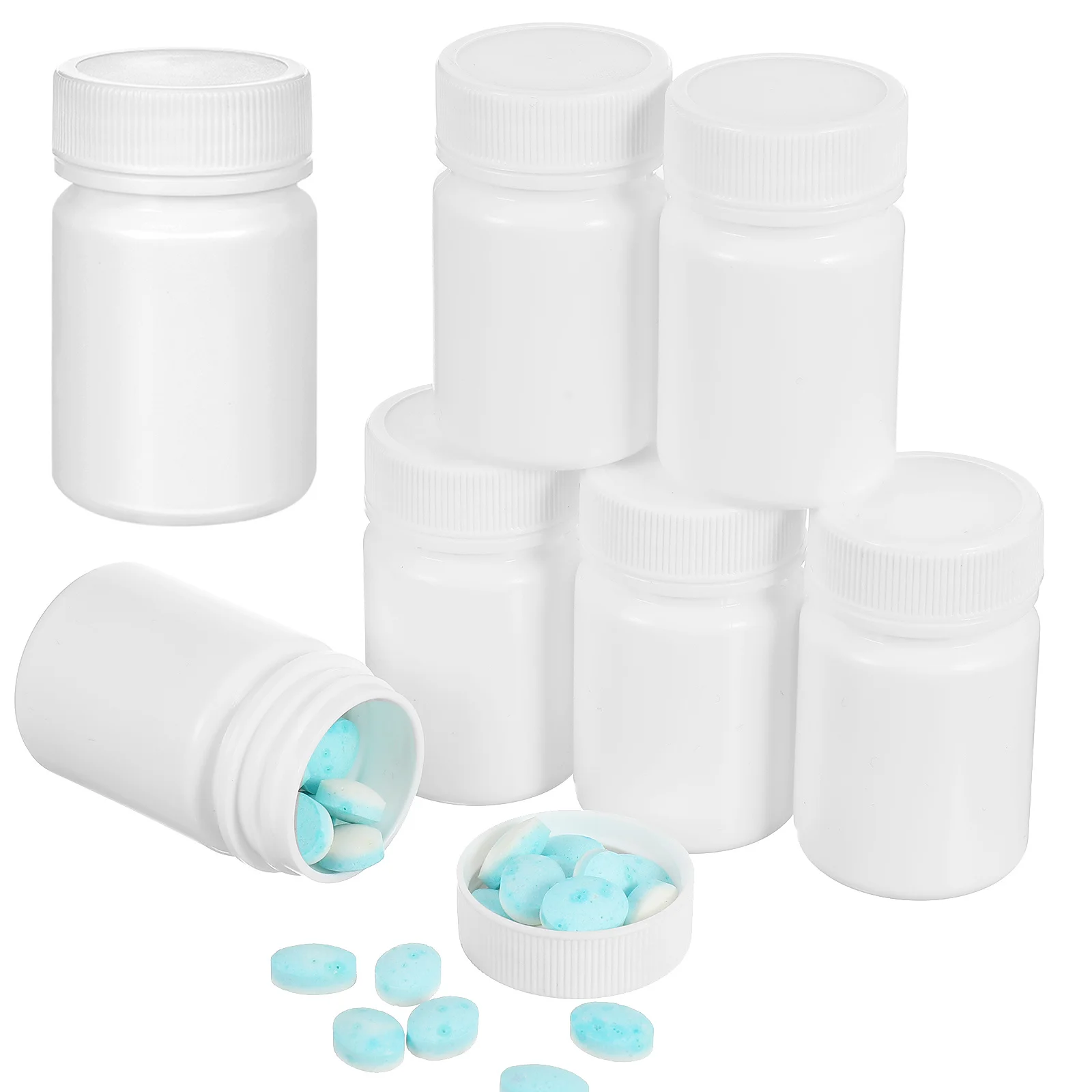 20pcs Portable Pill Containers 50Ml Round Tablet Storage Bottle For Travel Daily Use Small Pills Holder Capsule Case Empty