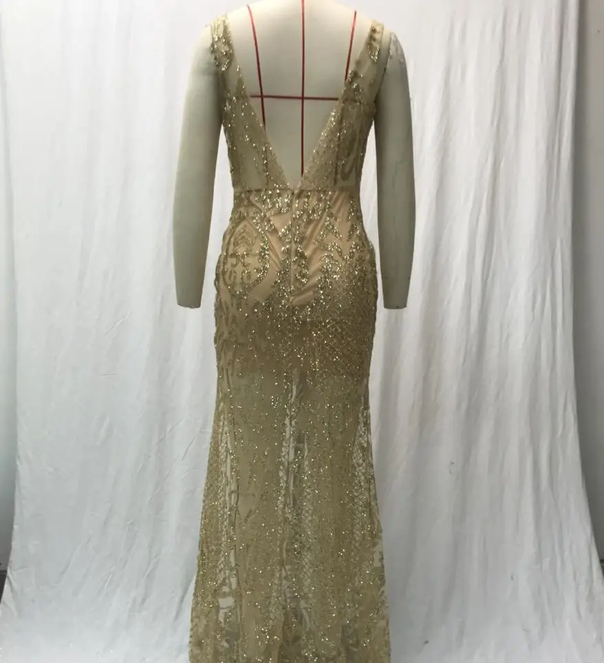 Summer New Sleeveless Sexy V-neck Sequined Solid Color Slim Fit Dress For Women (Real Photo)