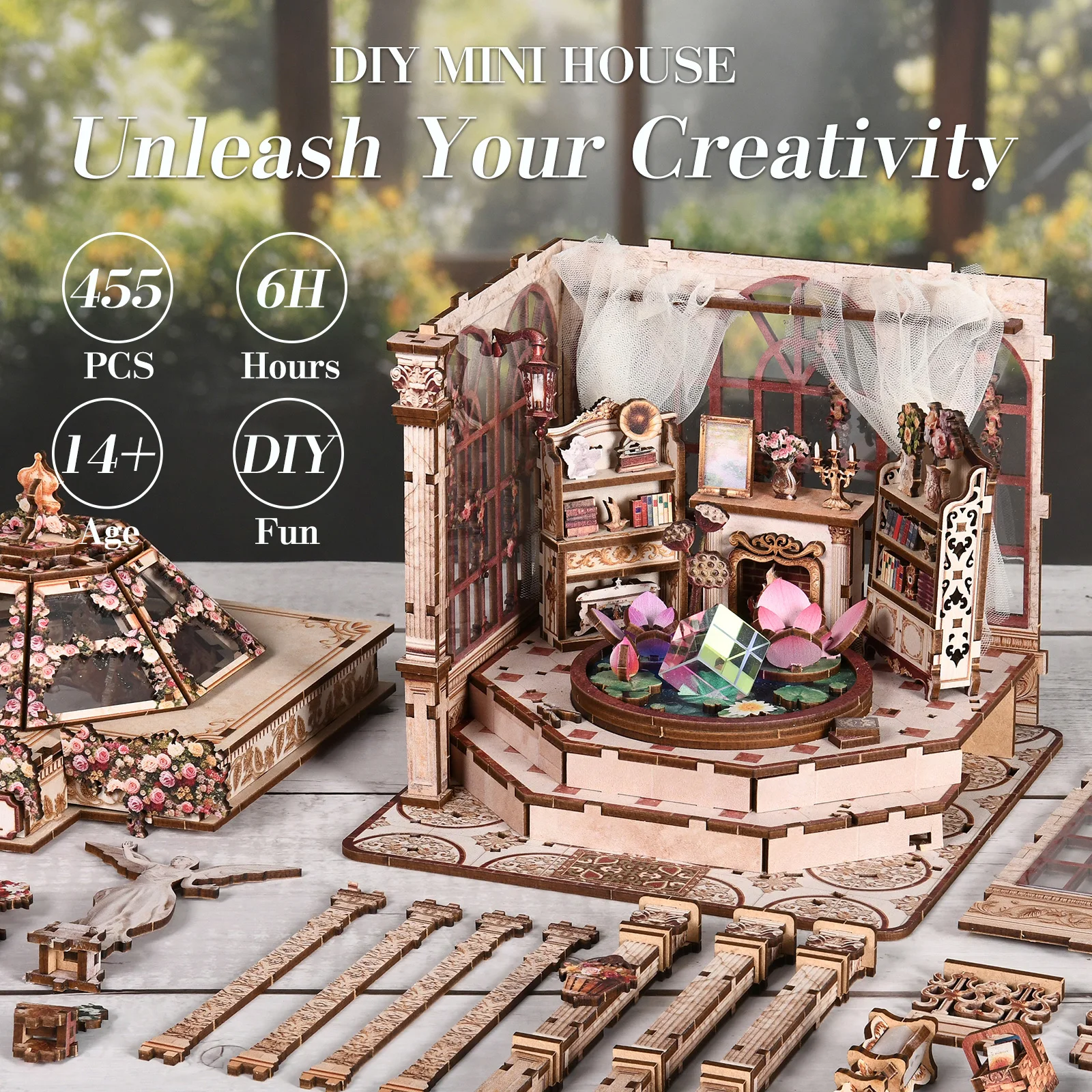 3D Wooden Puzzle Book Nook Kit - Miniature Led Light Kit For Dollhouse 评论和价格