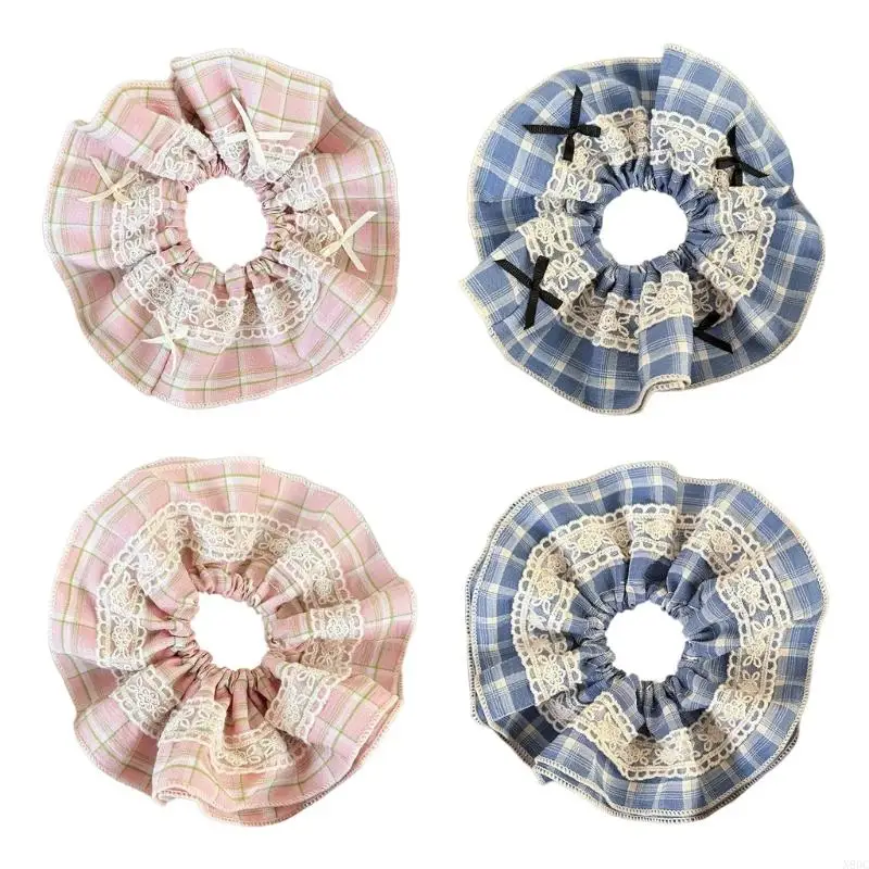 N80C Sweet Girls Hair Rope Daily Wear Hair Tie Party Hair Decoration with Large Lace