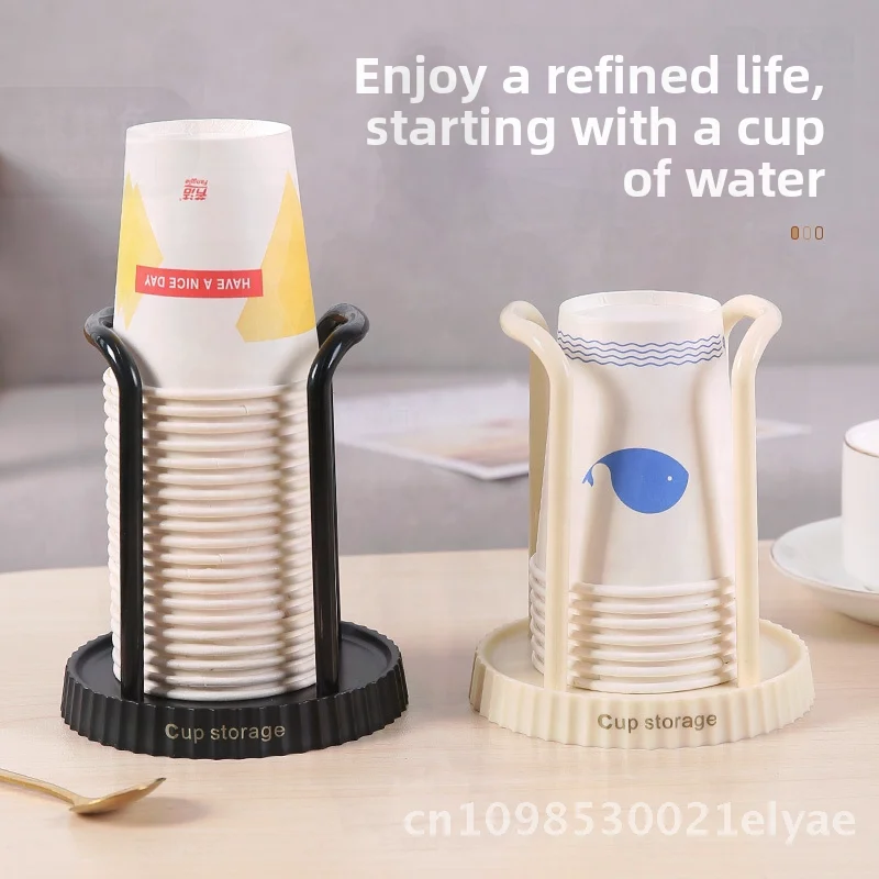 

Double Disposable Paper Cup Holder Multi-Function Plastic Desktop Organizer for Coffee Milk Tea in Classic Style Household