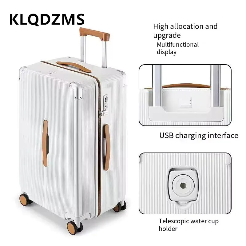 Klqdzms Abs + Pckoffer 20 "24" 26 "28 Inch Grote Capaciteit Aluminium Frame Trolley Case Abs + Pc Boarding Box Usb Oplaadbagage