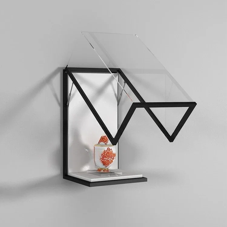 Museum wall cabinets, hanging glass low-reflection antique vases, private museum display cabinets