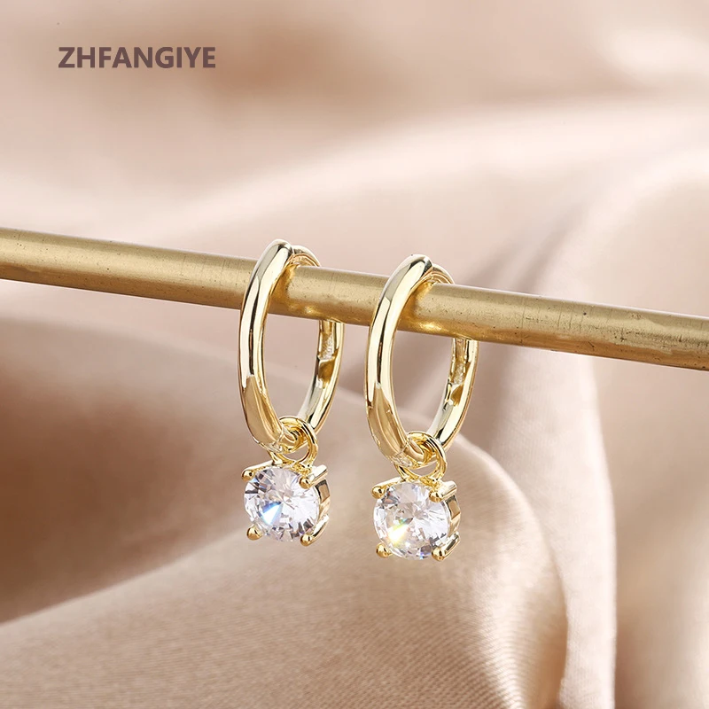 

ZHFANGIYE New Fashion Earrings for Women 925 Silver Jewelry Accessories with Zircon Gemstone Wedding Promise Party Banquet Gifts