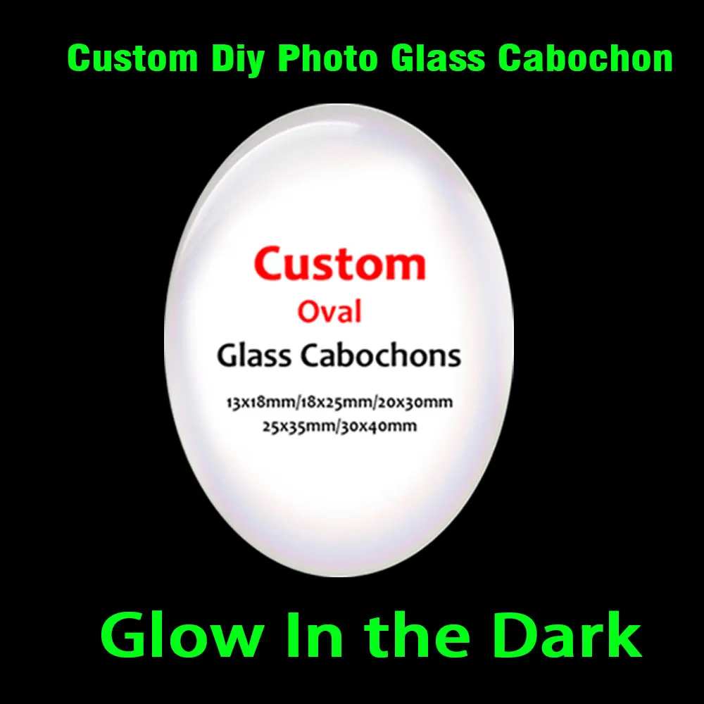 Custom Glow In the Dark Luminous Round Photo Glass Cabochon Personalized Handwriting Graphic Demo Flat Back Jewelry Making Cameo