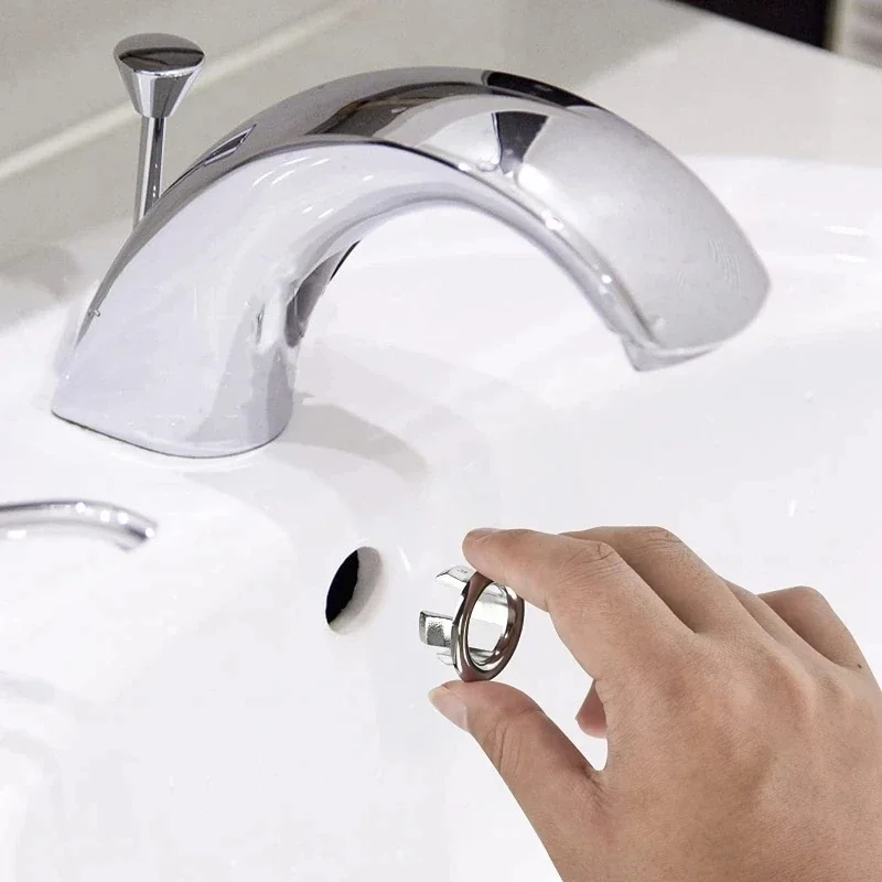 Faucet Sink Overflow Cover Basin Trim Bath Sink Hole Round Overflow Drain Cap Cover Bathroom Hollow Wash Basin Drain Strainers