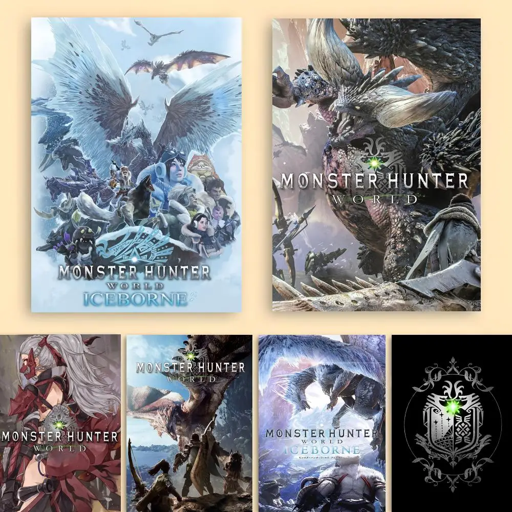 Epic Action RPG M-Monster Hunter World Poster Wall Art, Living Room Bedroom for Decor Enthusiasts