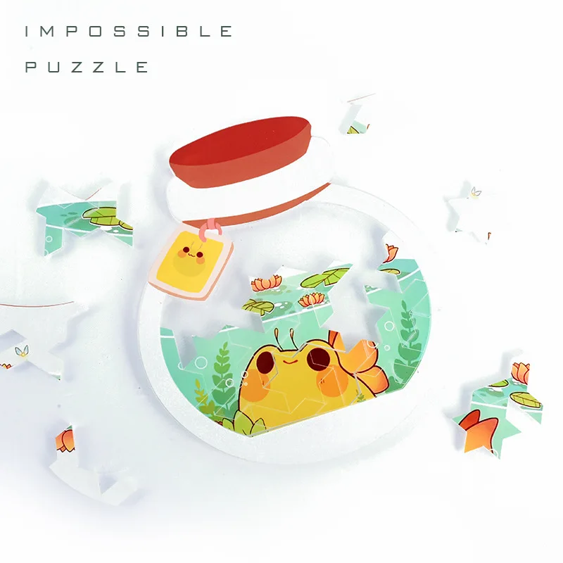 Acrílico Goldfish Bowl Puzzle para adultos ou crianças, presente de aniversário perfeito, lazer familiar e entusiastas de madeira