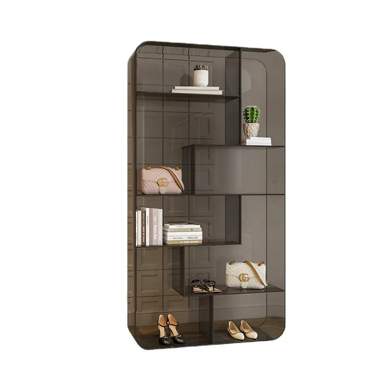 Light luxury and minimalist acrylic storage bookshelf, invisible modern multi-layer storage cabinet, transparent clothing store