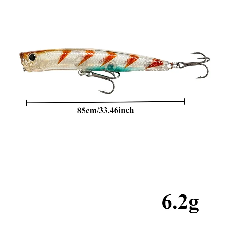BILLINGS 1pcs Floating Slim-Profile Saltwater Lure 8.5cm/6.2g Big-Mouthed Lures for Black Bass Common Fishing Accessories