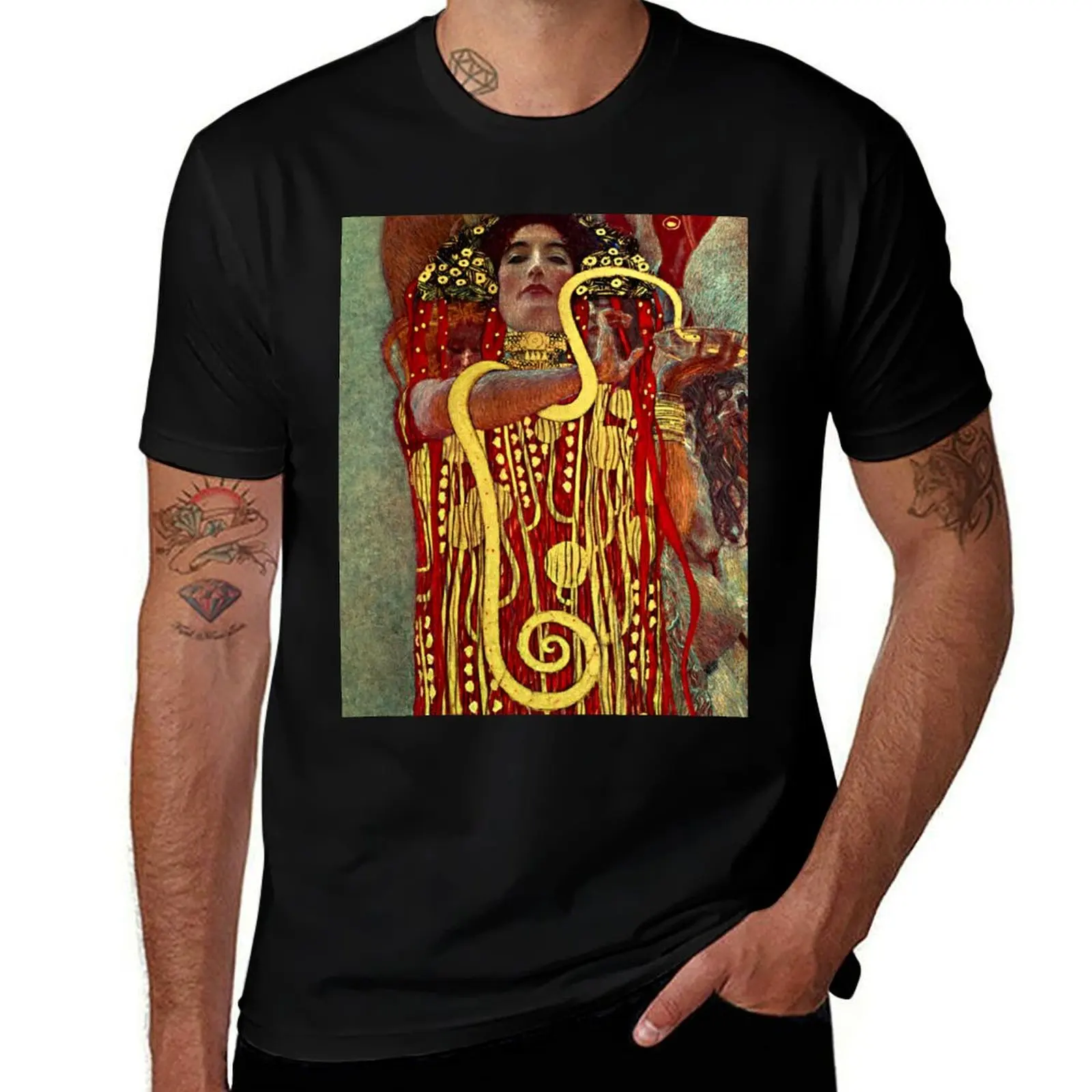 

High Resolution Enhanced Gustav Klimt Medicine Hygieia 1907 T-Shirt t shirt personalised t shirts for man cotton soft T-shirt