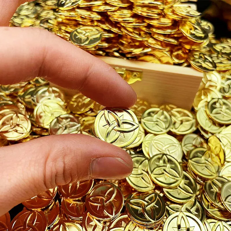 Genshin Impact Mora Cosplay Coins Anime Metal Golden Collection Xmas Birthday Gifts Festival Decor 10Pcs