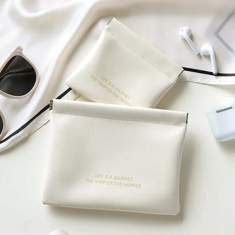 Mini Lipstick Makeup Bag Automatic Closing Charger Data Cable Storage Bag Small Zero Wallet