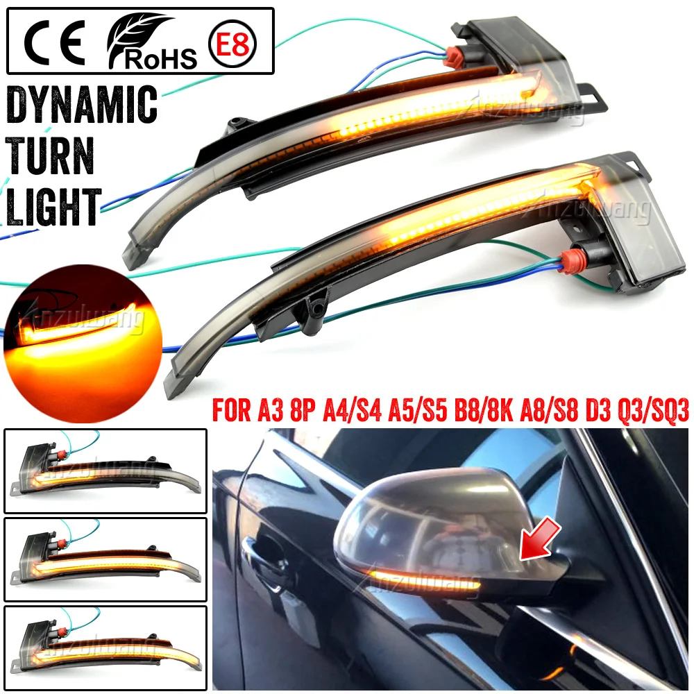 For Audi A3 S3 8P 10- 2012 A4 S4 RS4 B8 8K ( B8.5 ) A5 S5 RS5 2011-2015 Side Wing Mirror Indicator Dynamic Turn Signal LED Light