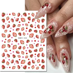 3d Nail Art Decals Summer Fruits Strawberry Cherry Adhesive Sliders Stickers For Nail Manicures Tips Beauty