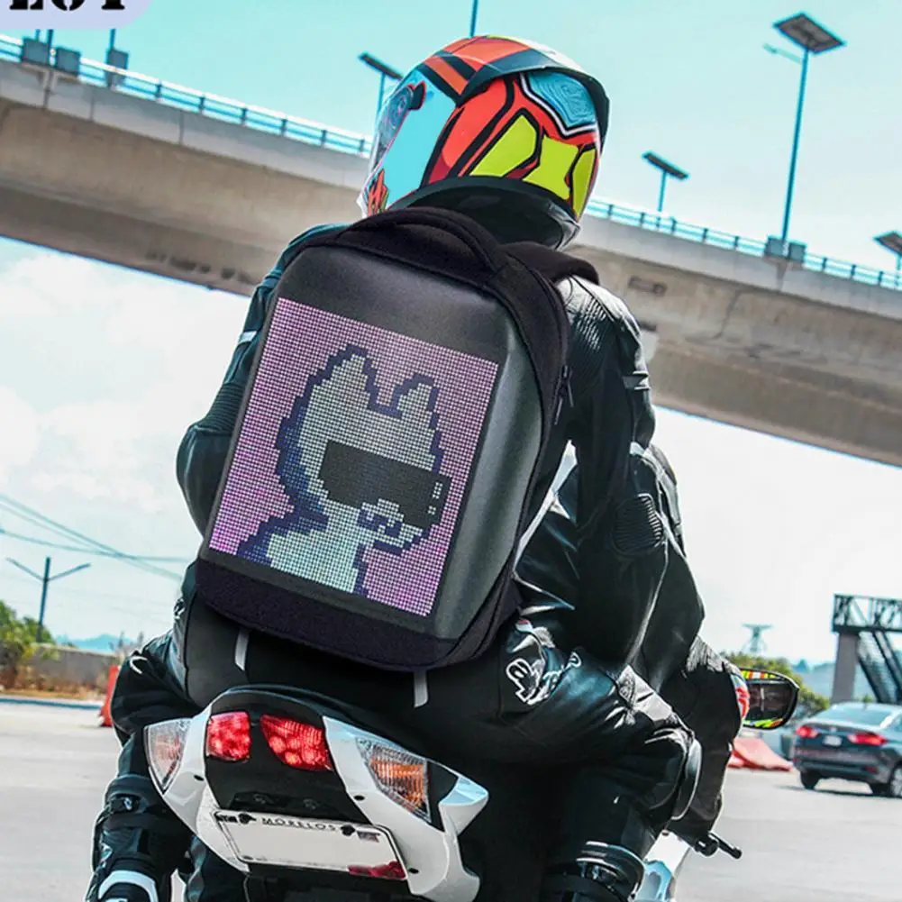 حقيبة ظهر LED قابلة للبرمجة مقاس 15.6 بوصة، حقيبة نهارية مضيئة يمكن التحكم فيها مع تقنية Bluetooth مع شاشة مخصصة للجنسين، حقيبة كمبيوتر محمول