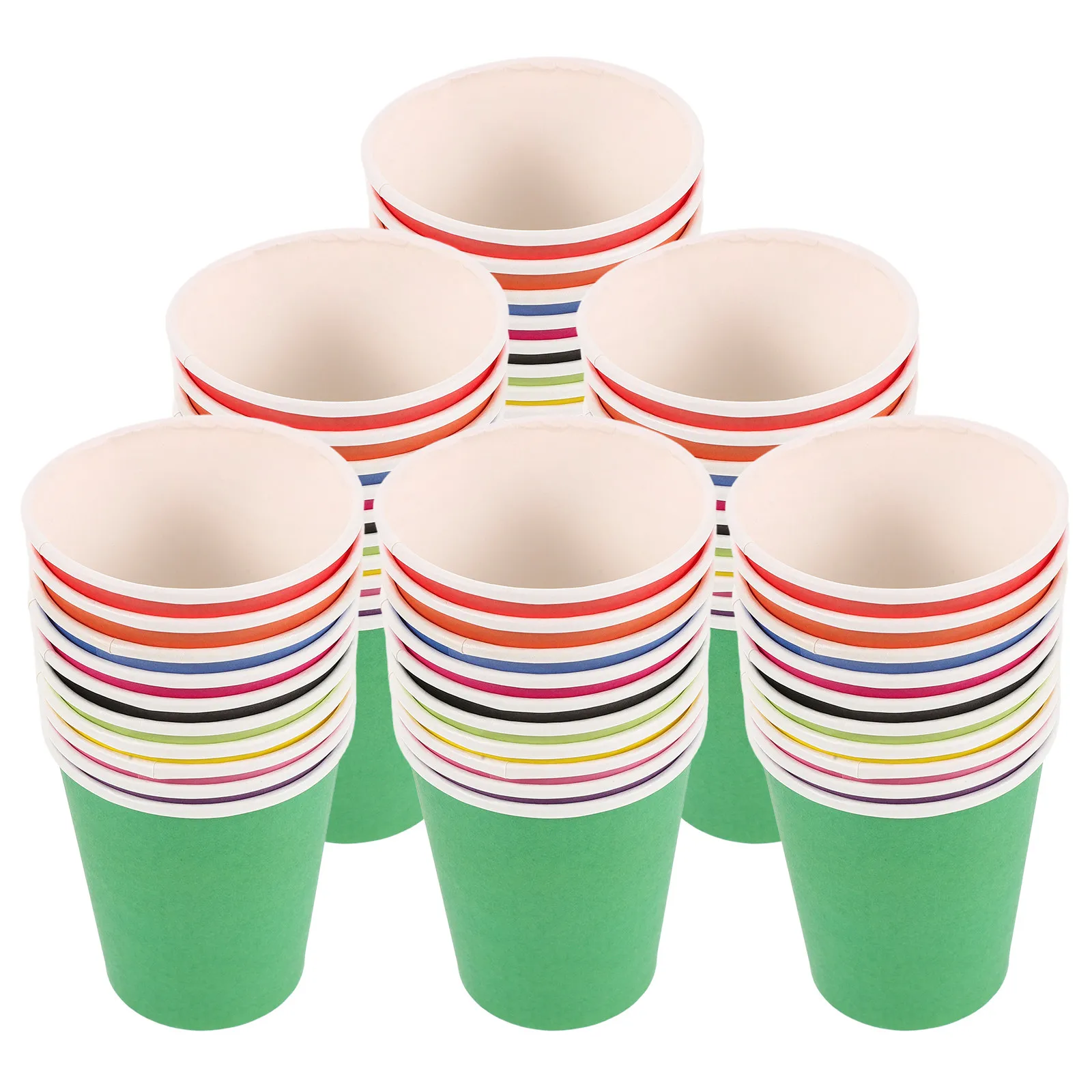 100Pcs Colored Disposable Paper Cups Rainbow 8.5oz 250Ml Leak Resistant Party Cups for Hot Cold Beverage Coffee Bar Accessories