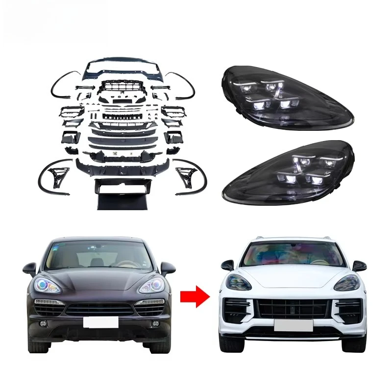 [1979LL] مجموعة هيكل السيارة 2011-2014 92A 958.1 المصد الأمامي ترقية إلى 2024 2025 Turbo GT Style Body Kit لـ Cayenne 958