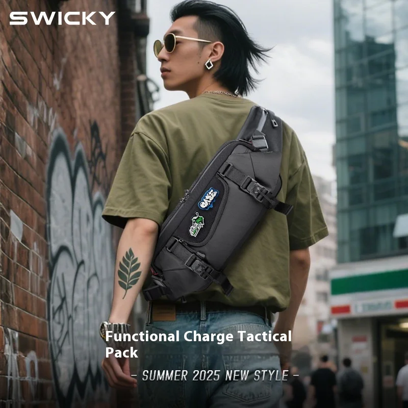New Shoulder Crossbody Bag Mens Chest Bag Travel Commuting Cycling Handle Bag Phone Pouch Dry-wet Separation Magnetic Snap Strap