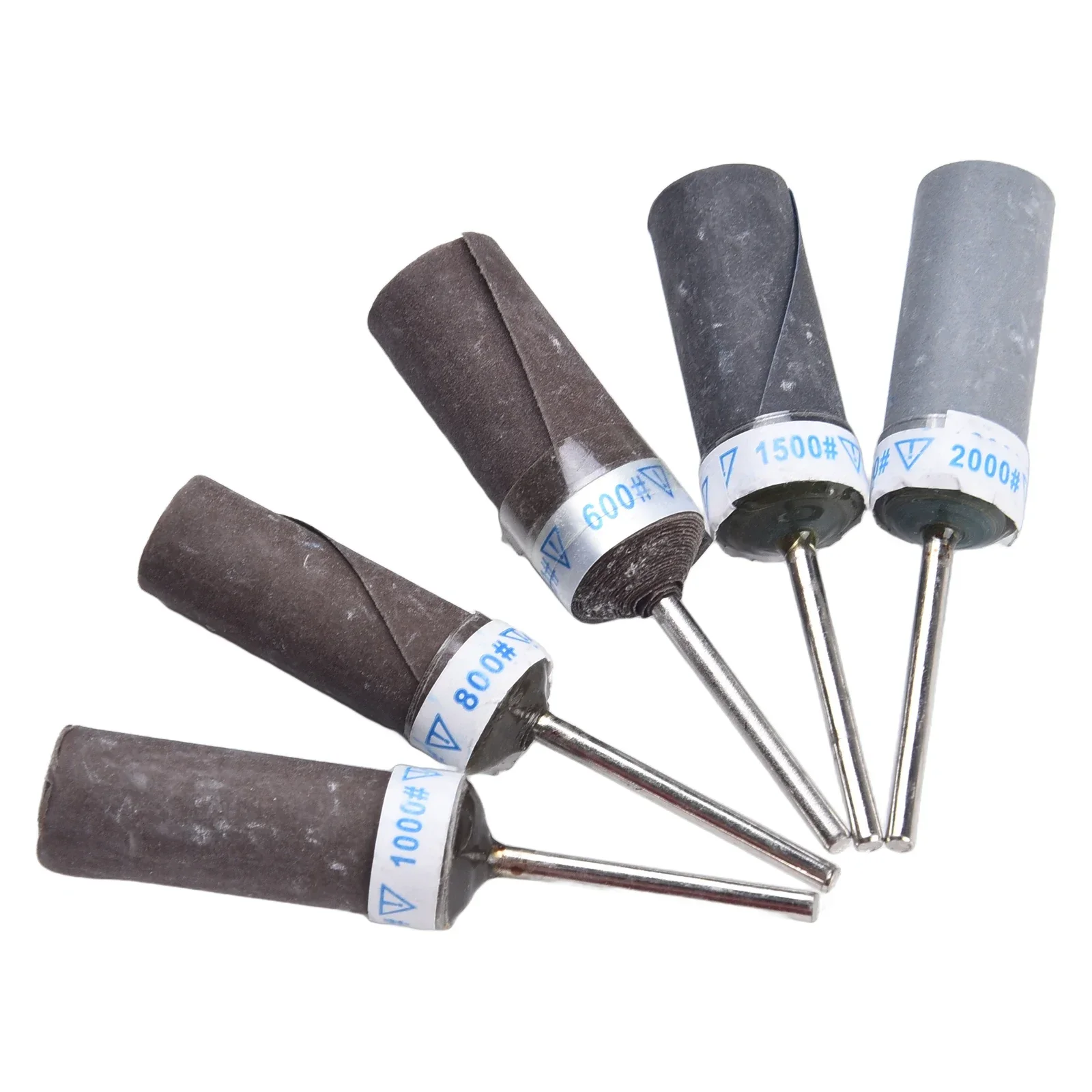 5Pcs 2.35mm Shank Paper Tool Sanding Belt Sandpaper Grinding Polishing Bands Wheel Electric Drill Accessories With Mandrel Wheel