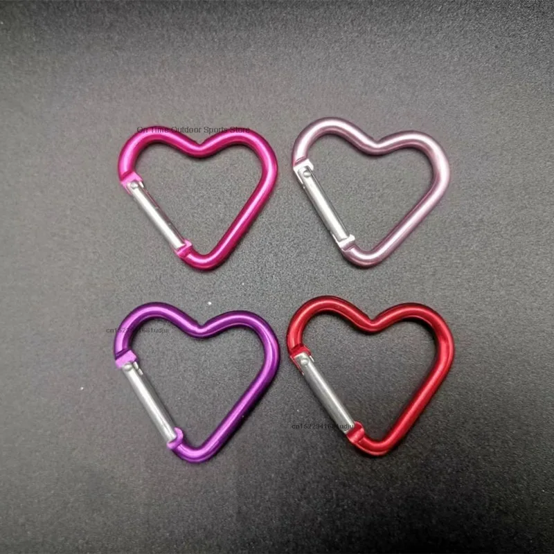 1 Pcs New Heart-shaped Aluminum Carabiner Key Chain Clip Outdoor Keyring Hook Water Bottle Hanging Buckle Travel Kit Accessories