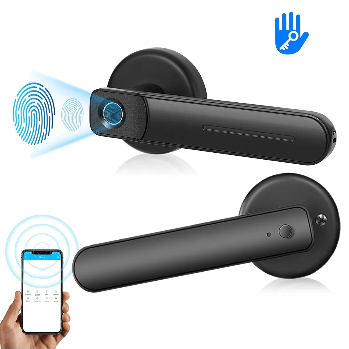 

Bedroom Door Lock Biometric Fingerprint Keyless Security TTLOCK APP Digital Handle Lock