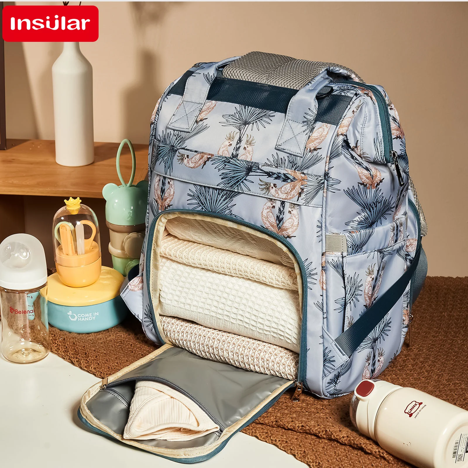 Multifunction Waterproof Diaper Bag Backpack with Changing Pad, Stroller Straps, and Large Capacity for Mommy Travel Essentials