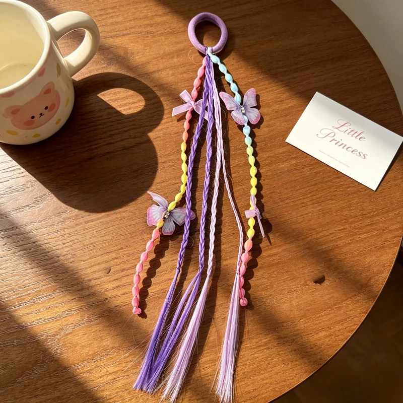 Neue 1-teilige geflochtene Perücke für Mädchen, Pferdeschwanz mit Schmetterlingsperlen, langer Quasten-Haarschleife für Frauen, Kleinkinder, Kinder, Party, Halloween, Cosplay – Detail 10